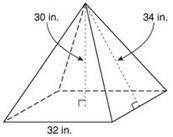 What is the surface area of the square-based pyramid below?

Question 7 options:
3,200 in2
2,944 i