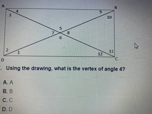 Using the drawing, what is the vertex of angel 4 ?