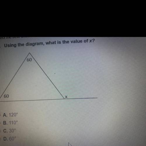 Using the diagram what is the value of x
