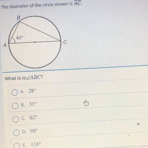 The diameter of the circle shown Is AC