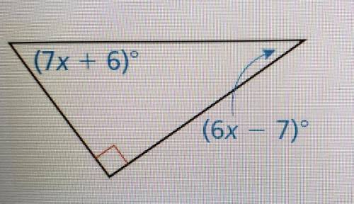 How to find the measure of each acute angle on a right triangle. plz help!​