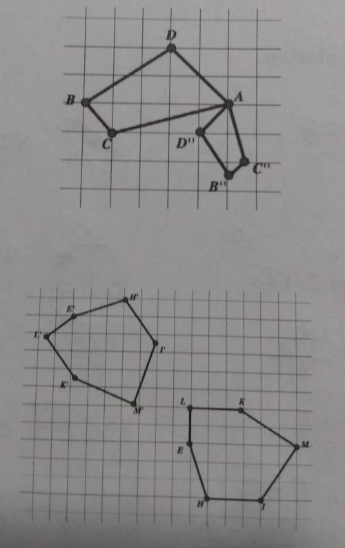 a sequence of transformations occurred to create the two similar polygons. provide a specific set o