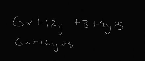 Which expression is equialent to 6(x+2y)+3+4y+5