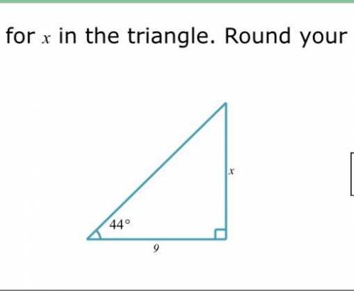 Solve for x in a triangle. Round your answer to the nearest hundredth