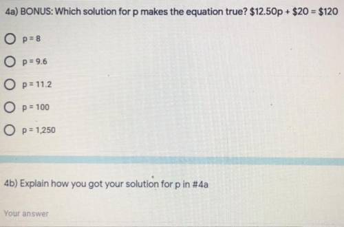 Which solution for P makes the equation true?