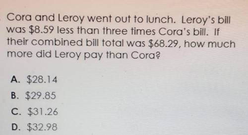 How much more did Leroy pay than Cora?​