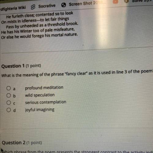 What is the meaning of the phrase fancy clear as it is used in line 3 of the poem