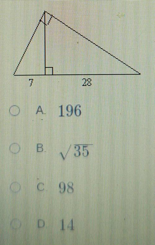 Choose the correct length of the hypotenuse down below.