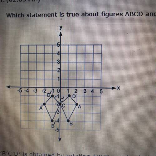 11. (02.05 MC)

which statement is true about figures ABCD and A'B'C'D'? (1 point)
VA
O A'B'C'D' i