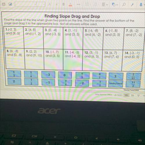 Finding slope drag or drop 
1-7 only