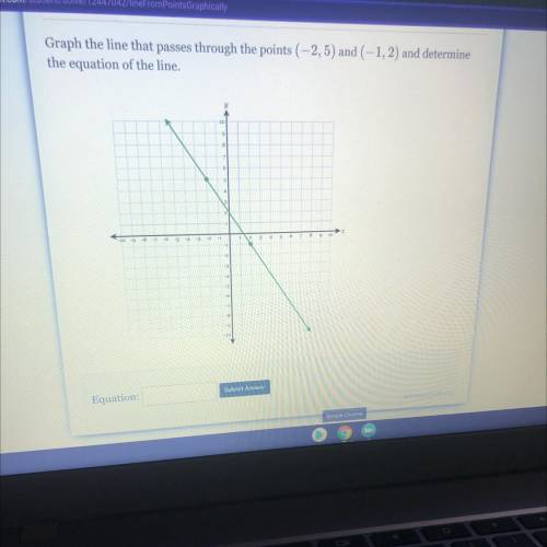 Graph the line that passes through the points (-2,5) and (-1,2) and determine
 

the equation of th