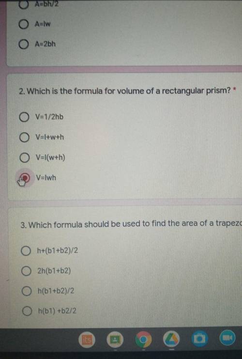 Which formula should be used to find the area of a trapezoid​