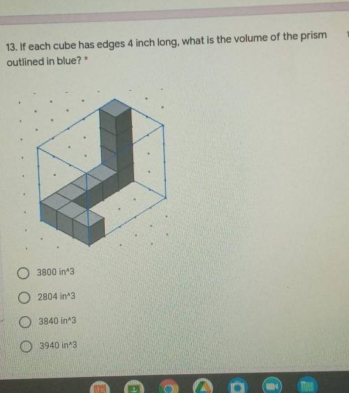 If each Cube has edges 4 inch long what is the volume of the prism outlined in blue​