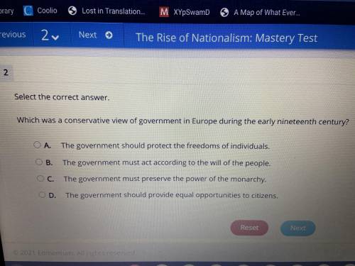 Which was the conservative view of government in Europe during the early 19th century