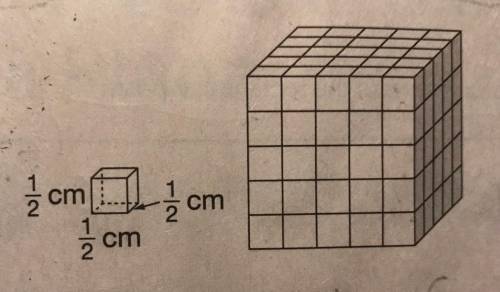 The rectangular prism in the picture was formed from small cubes with side lengths of 1/2 centimete