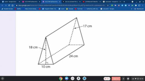 Determine the total surface area of the given triangular prism. Only enter the numeric value of you