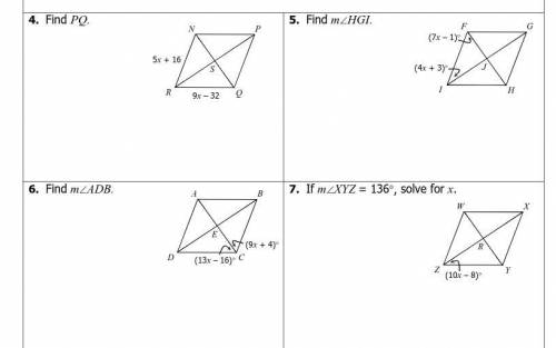 Help Unit 7 Polygons Quadrilaterals Homework 4 Rhombi And Squares I Need Answers For 4 7