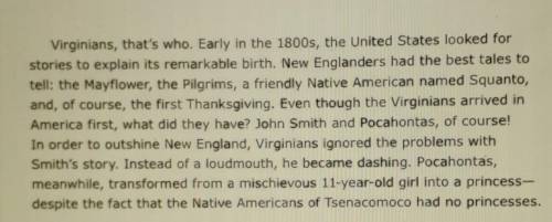 which sentence in paragraph 7 of The (Untrue) Story of John Smith and Pocahontas that supports th