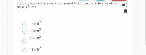 What is the area of a circle to the nearest foot of the circumference of the circle is 8 ft ?