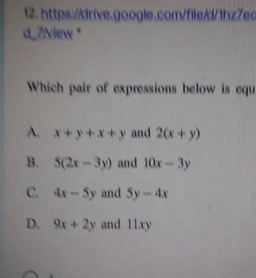 Which PAIR OF thr EXPRESSIONS BELOW is EQUIVALENT ?​