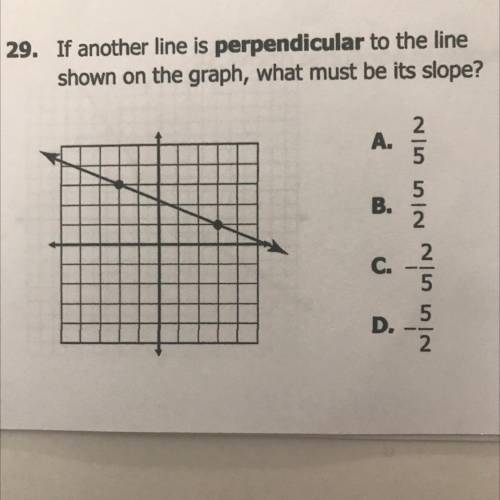If another line is perpendicular to the line shown on the graph what must be its slope?