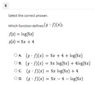 Select the correct answer.
Which function defines (g * f)(x)?