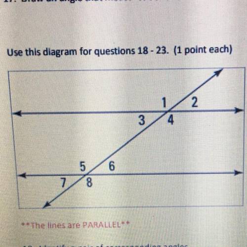 PLEASE HELP ITS DUE IN 20 MINS
Use this diagram for questions 18 - 23. (1 point each)