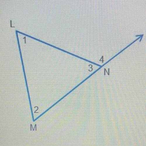 Which angle is an adjacent interior angle? 
a. 1
b. 2
c. 3
d. 4