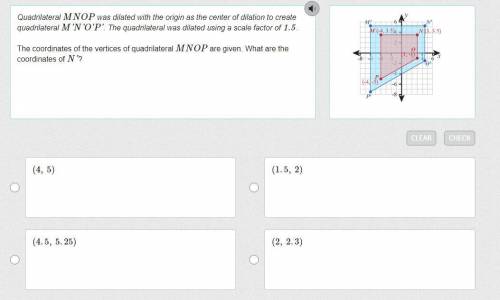 HELP!!! 20 points. Quadrilateral MNOP was dilated with the origin as the center of dilation to crea