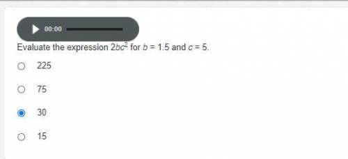 Evaluate the expression 2bc^2 for b = 1.5 and c = 5.