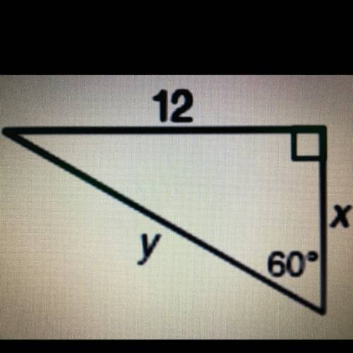(Picture for problem above.)

Find the value of y. Be sure to keep the exact value (use square roo