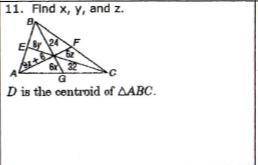 Find X, Y and Z. D is the centroid of ABC.