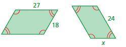 The polygons are similar. What is the value of x?