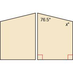 18. The angles for the construction of a wooden double gate are shown in the diagram. What is the v