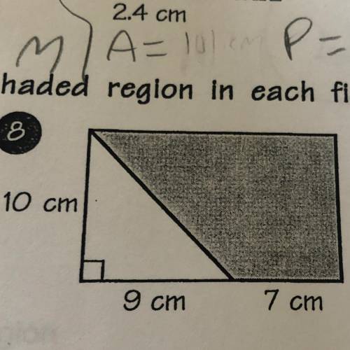 A rectangle with a higher of 10 cm and a triangle with 9 cm and the other with a 7cm find area of s
