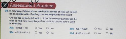30. In February, Calvin's school used 4,920 pounds of rock salt to melt ice on its sidewalks. One b