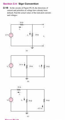in the circuits of figure P2.18 the directions of current and polarities of voltage have already be