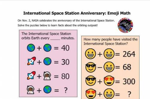 HELP I DONT KNOW HOW TO DO THIS : international space station anniversary emoji math