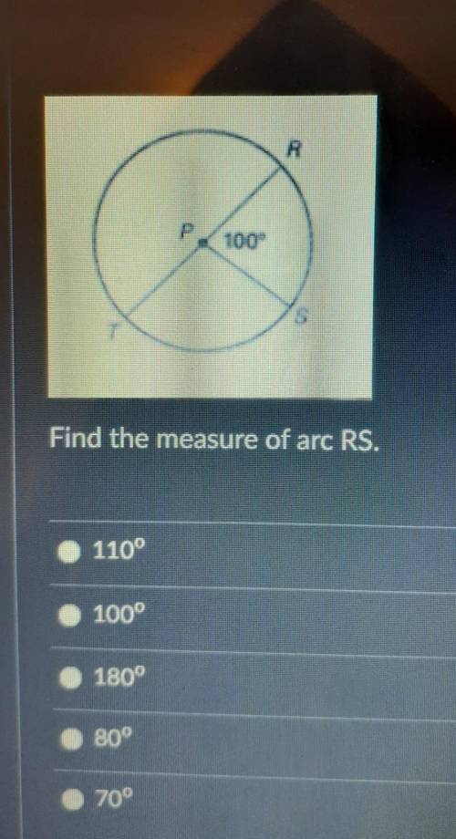 Find the measure of arc RS​