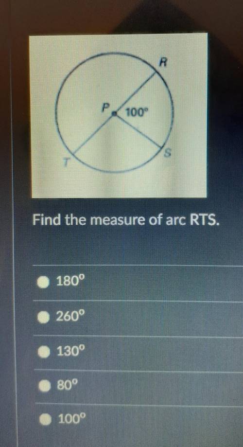 Find the measure of arc RTS. ​