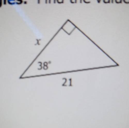 Find the value of x. round your answer to the nearest tenth ​