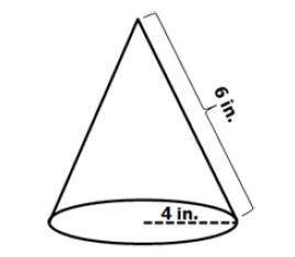A cone has a slant height of 6 inches and a radius of 4 inches. What is the surface area of the con