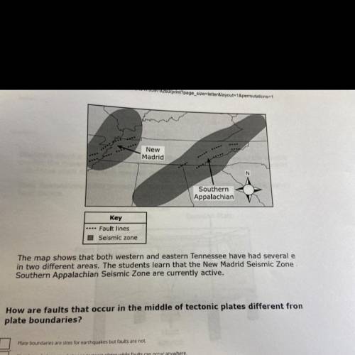 How are faults that occur in the middle of tectonic plates different from plate boundaries?