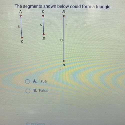 The segment show below could form a triangle? 
True or False