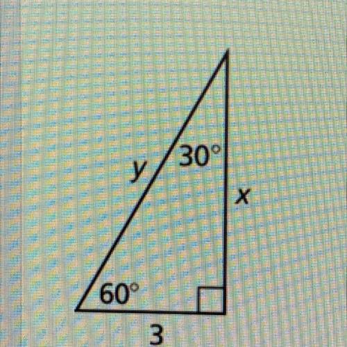 Find the x and y value of this triangle using the Pythagorean Theorem.

Someone please help giving
