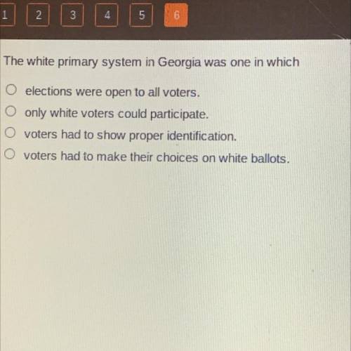 The white primary system in Georgia was one in which

O elections were open to all voters.
O only