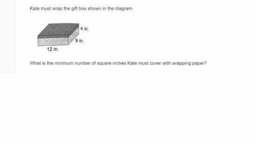Kate must wrap the gift box shown in the diagram.

What is the minimum number of square inches Kat