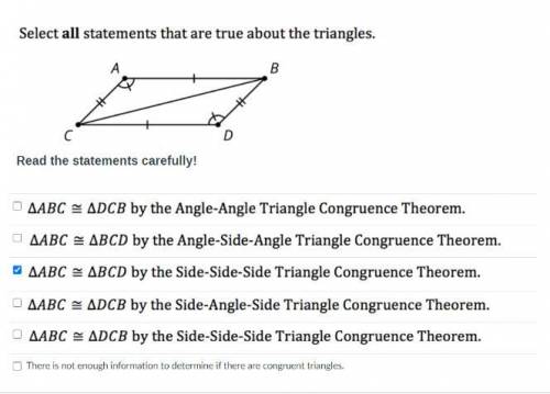 Select all the statements that are true about the triangles