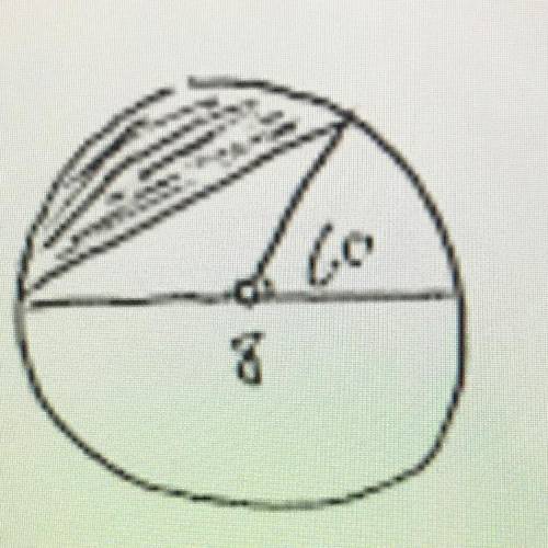 Find the area of the shaded segment(pls I need this) 60 and 8 r the numbers