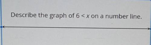 DESCRIBE THE GRAPH OF 6 < X ON A NUMBER LINE? CAN SOMEONE HELP PLEASE?​